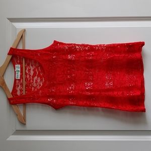 Sequin striped lace tank top